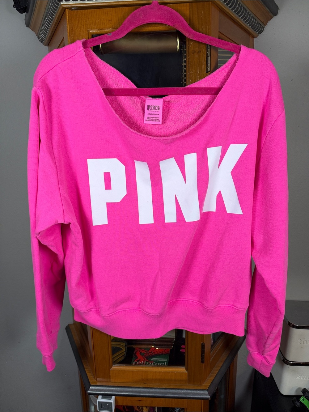 PINK Victoria's Secret Bright Hot Pink Logo Sweatshirt